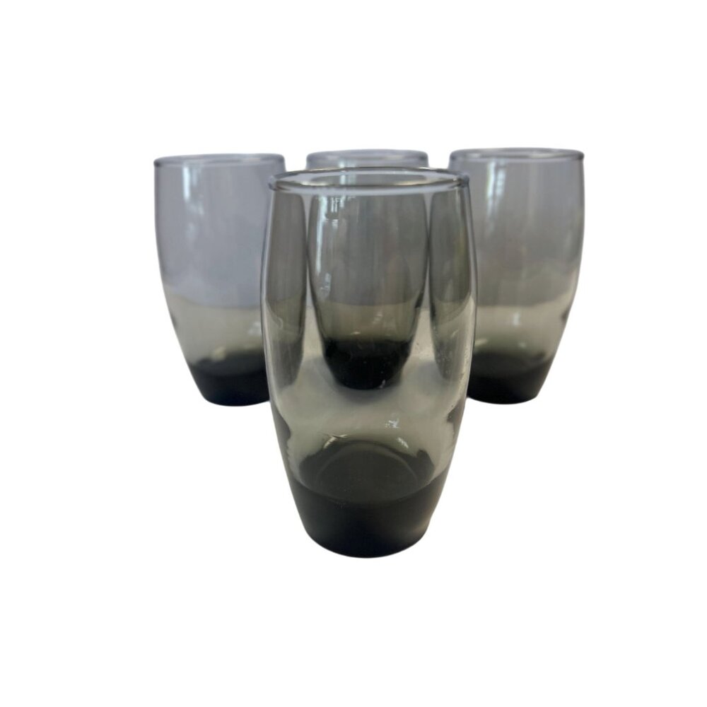 Drinking Water Ice Tea Glasses Roly Polly Grey Smoke Set 4 Vintage Ombre Heavy - Picture 8 of 8